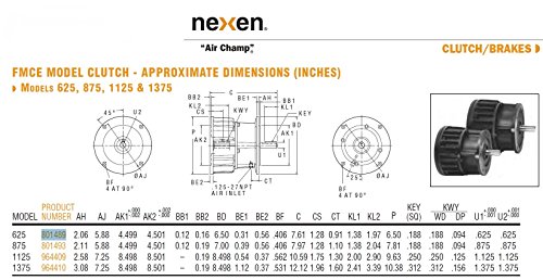 קבוצת Nexen 801489 FMCE-625 מצמד פנאומטי רכוב על אוגן, מסגרת 56C, סגורה, 190 פאונד למומנט של אינץ ', 5/8 אינץ',