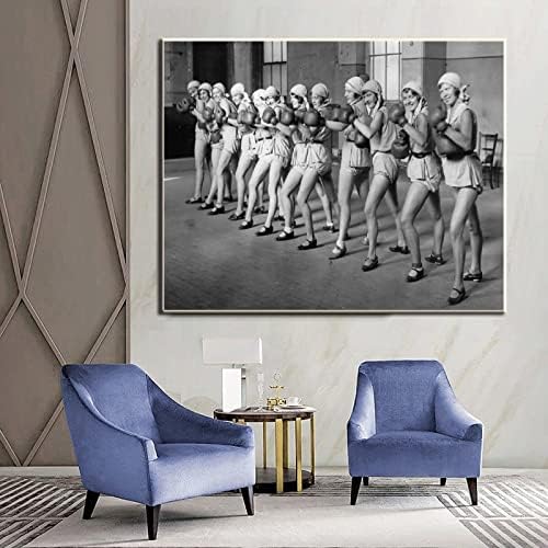 פוסטר שחור ולבן וינטג '1929 להקת ריקודים בריטית לוקחת אגרוף כיתת אגרוף פוסטר בד ציור בד והדפסים תמונות אמנות