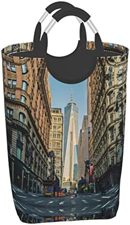 רחובות של ניו יורק מודפס מלוכלך בגדי תיק כביסה סל עם ידיות מתקפל מלוכלך בגדי סל כביסה שקיות לבית שינה אמבטיה