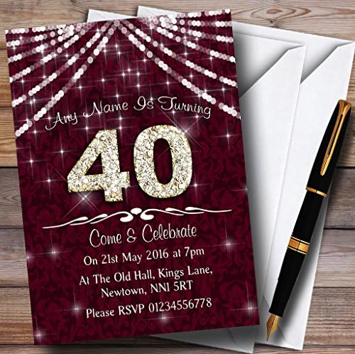 Claret 40 & White Bling Bling Sparkle Party Amperitions בהתאמה אישית