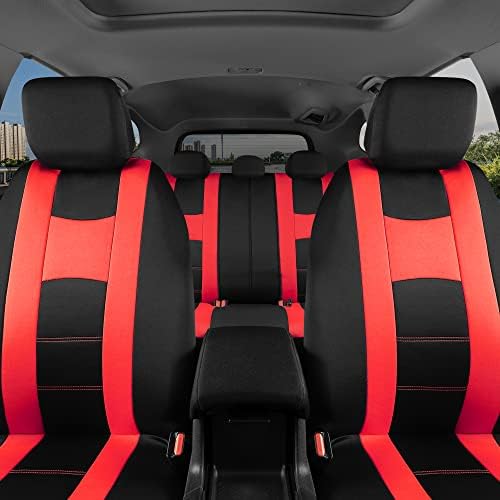 Carxs Forza מכסה מושב רכב אדום מכסה סט מלא, כיסויי מושב קדמיים דו-גוניים עם כיסוי מושב אחורי תואם למכוניות,