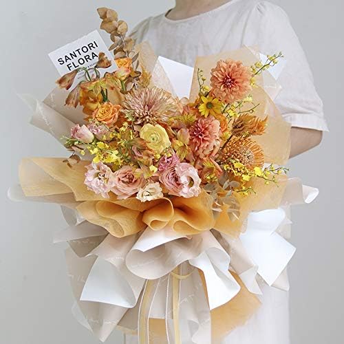 כורכת נייר עטיפה קוריאני מתנה פרח גלישת כותנה עמיד למים זר אריזת רקמות נייר אספקת פרחים 15 גיליונות, 22.8