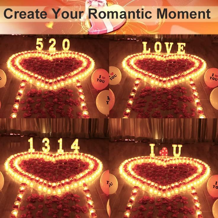 חג האהבה דקור 1000 חתיכות מלאכותי עלה עלי כותרת עם 24 יחידות לב בצורת הוביל נרות ללא להבה רומנטי אהבה הוביל תה אורות ללילה