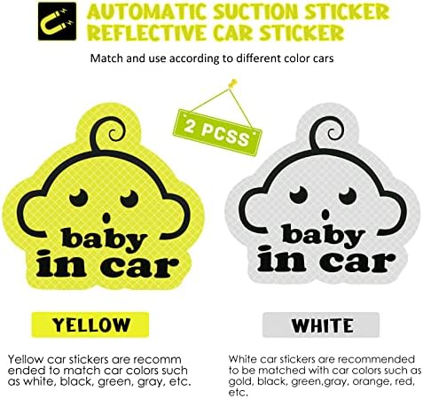 2 יחידות תינוק במכונית מגנט מדבקות סימן ומדבקות לילדה, תינוק מדבקה לרכב, נשלף בטיחות מדבקת שים לב לוח, חמוד