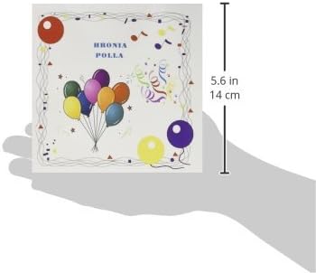 תמונה של יום הולדת שמח ביוונית עם בלונים קונפטי-כרטיס ברכה, 6 על 6 אינץ', יחיד