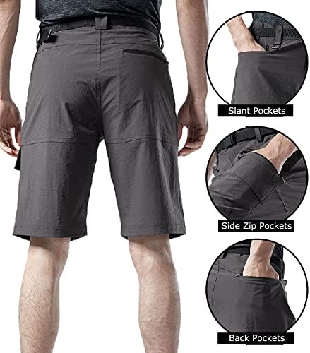 מכנסי טיול חיצוניים של VCansion מכנסיים קצרים מהיר של מכנסי מטען קצרים מטען מטען טקטי מכנסיים קצרים דיג עם כיסי רוכסן אפור