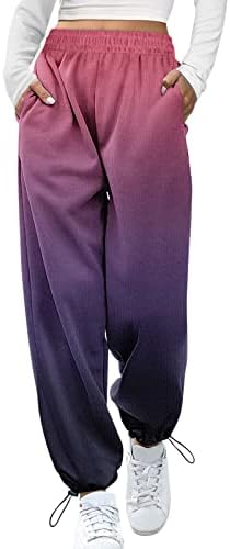 מכנסי טרנינג אויומוב רחבים לנשים, מכנסי טרנינג מזדמנים של נשים מזדמנים מכנסיים רצים מותניים גבוהים מכנסיים