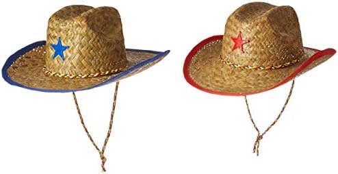 כיף אקספרס כובע קאובוי קש עם כוכב פלסטיק - 12 חלקים