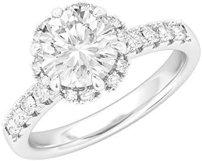 כסף סטרלינג פרח סגנון הילה 2 קראט סימולציה יהלומים או מויסניט מבטיחים כלה אירוסין טבעת