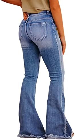נשים של קרע התלקח ג 'ינס שטף בציר ג' ינס ז ' אן תלבושת לנשים
