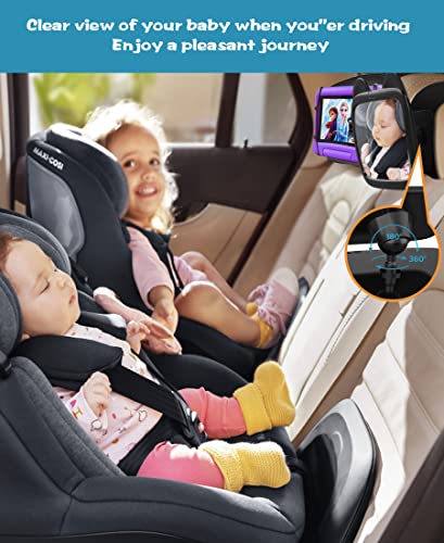 מראה בטיחות לרכב לתינוק נוסיקני ומחזיק טבליות מכוניות משולבת, מראה מושב לרכב לתינוק הפונה לאחור עם נוף צלול רחב, מושב אטום