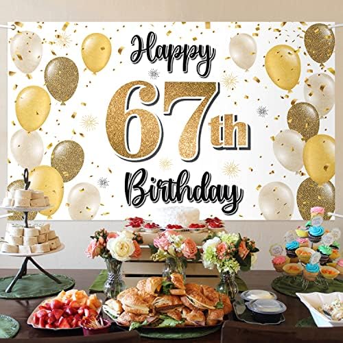 לאסקייר שמח יום הולדת 67 באנר גדול-לחיים עד 67 שנים יום הולדת בית צילום קיר רקע, קישוטים למסיבת יום הולדת 67.