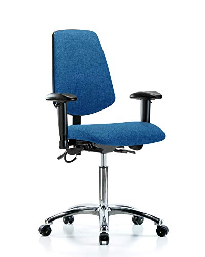 לבטק ישיבה סגן 41100 כיסא ספסל בד בינוני גב בינוני בסיס כרום, הטיה, זרועות, גלגלים כחול