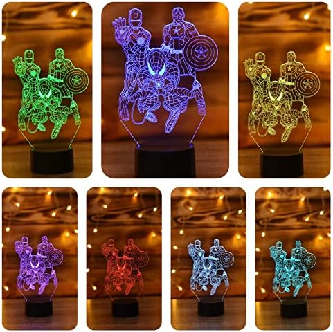 סרקיהום 3 ד אשליה לילה אורות לילדים עם שלט רחוק 7 צבעים הוביל מנורת שולחן-צעצועי גיבור