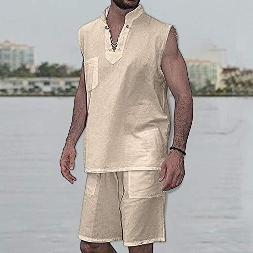 2022 חליפת קיץ לחולצות לגברים מכנסיים קצרים קבעו פשתן כותנה פשתן היפי שרוול קצר חולצות תלבושות מכנסיים קצרים