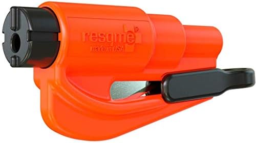 Resqme, הכלי המקורי של מכוניות מפתחות חירום, חותך חגורת בטיחות 2 ב -1 ב -1 ב -1, תוצרת ארהב, כתום-פטיש בטיחות