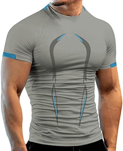 חולצות טריקו של דחיסת גברים של Beuu שרוול קצר לייבוש מהיר צמרות כושר דק אימון שרירים