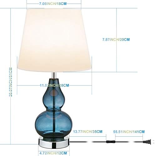 IC מאמן מיידי סילמויראן מנורות שולחן מודרניות ספיר זכוכית כחול תוף שעבוד גוון שנהב לחדר שינה בסלון