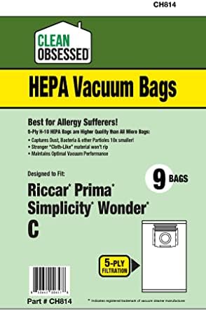נקי אובססיה H-10 תיקי HEPA מתאימים ל- Riccar Prima ופשטות פלא סוג C