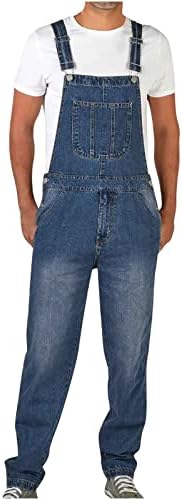 Lcziwo גברים שטופים ג 'ג'ינס סופר סרבלים אופנה מכנסי דונגרי מזדמנים עם כיסים ג'ינס מג'ינס.