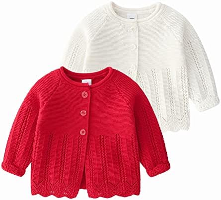 סוודר בנות פעוטות שרוול ארוך כפתור קדמי פתוח למטה סרוג בגדי ילדים קרדיגן 1-6 שנים