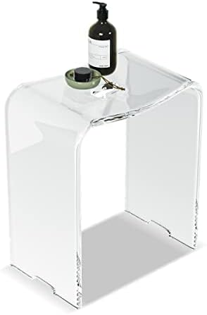 ספסל מקלחת אקרילי 15.5 אינץ '10.8 אינץ ' 18.5 אינץ', ספסל מקלחת מודרני עם מושב מעוקל וחור דליפת מים קיבולת משקל