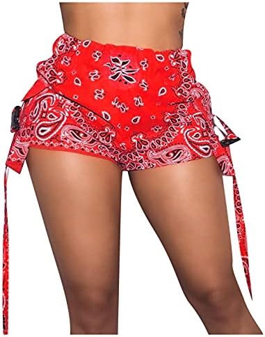 מכנסיים קצרים אתלטים של Beuu לנשים הדפס מזדמן ספורט מותניים גבוהים יוגה יוגה נוחים מכנסיים קצרים מכנסיים מכנסיים בקיץ עם