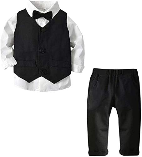 סט חליפות ג'נטלמן של סנגטרי בויז, חולצה + אפוד + מכנסיים + קשת, 3 חודשים - 14 שנים