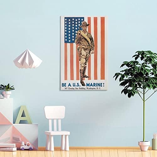 כרזות וינטג 'מלחמת העולם הראשונה פוסטר גיוס לחיל הנחתים של ארצות הברית C1918 מאת ג'יימס מון קנבס קיר אמנות הדפסים לעיצוב קיר