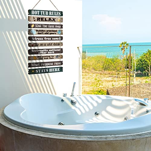 טאטו ג'קוזי כללי שלט עץ מצחיק ג'קוזי מצחיק חוקים שלטי חדר אמבטיה שלטים דקורטיביים חיצוניים כללי פלאק אמבטיה