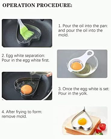 ביצת טבעות סט של 4 עם אנטי לחלוט ידית, 4 סוגים של מטוגן ביצת תבניות עם צורות שונות.