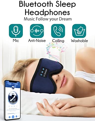 מסיכת שינה עם אוזניות Bluetooth, אוזניות שינה של LC-Dolida מסכת שינה Bluetooth 3D אוזניות שינה ישנות צדדיות מיטב
