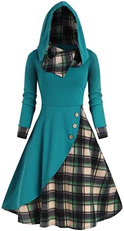 נשים 2023 אופנה קורדרוי חולצה גותית ויקטוריאנית שמלת ברדס משובץ שמלת סתיו חורף שמלת שרוול לבנות v0