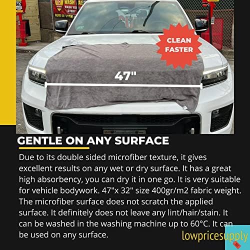 מגה xlarge 47 x 32 ניקוי מיקרו -סיבר אוטומטי המפרט מגבת אולטרה סופגת מגבות לייבוש לשטיפת מכוניות, ייבוש -