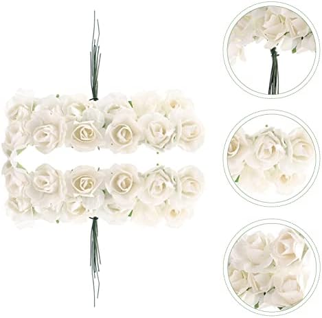 קישוט פרחי חתונה 144 יחידות נייר ורד פרח מלאכותי לבן ורד DIY מילוי חומרי מילוי קישוט פרחים לחתונה לקישוט