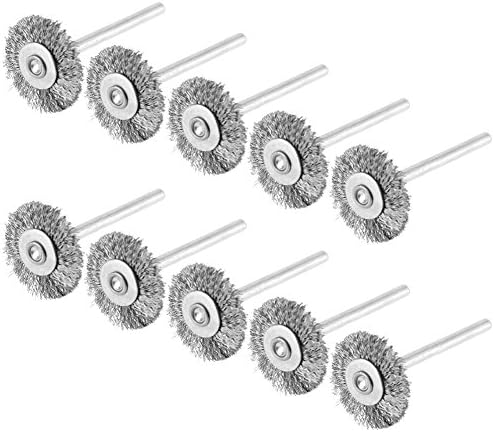 10 יחידות חוט מברשת ליטוש גלגלי סט, 25 ממ מיני נירוסטה חוט גלגל מברשות ערכת עבור מטחנות רוטרי כלי