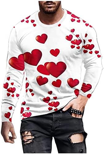 חולצת טריקו לגברים חג האהבה חולצות T חולצות עם שרוולים ארוכים הדפסים חולצת טי מזדמנים