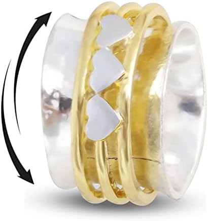טבעת חרדה לנשים טבעת בוהו טבעת לב טבעת להקה לבנות לבנות טבעת שמנמנה פטישה לרווחה להקלה על טבעת מדיטציה