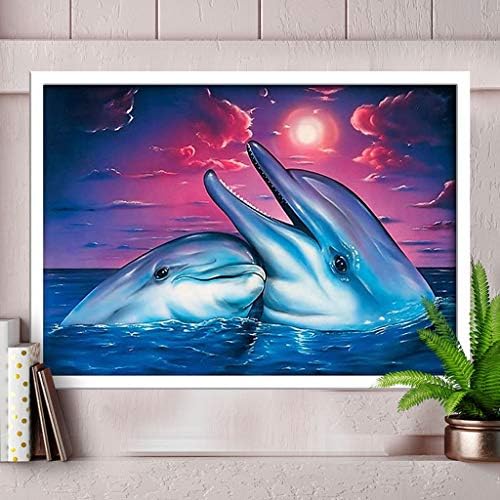 5 ד יהלומי ציור דולפינים על ידי מספר ערכות, תרגיל מלא רקמת צלב תפר תמונה אמנויות קרפט קיר מדבקת דקור קיר תפאורה