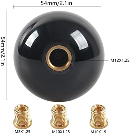 כפתור משמרת כדור שחור פוזנג 6 מהירות כפתור משמרת עגול M12X1.25, עם 3 מתאמים M10X1.5 M10X1.25 M8X1.25 - גילוף תלת מימד
