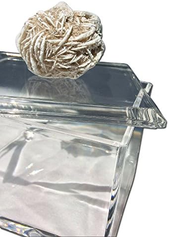 קופסת תכשיטים מאבן יקרה של קווין ליין עם מחזיק מכסה שקוף לטבעות או אבני חן