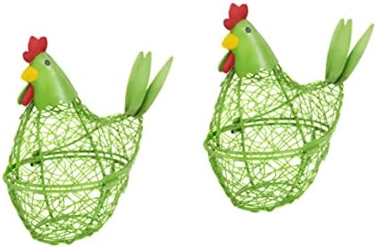 עוף ביצת סל ירוק סל מתכת אחסון סלי ירוק בית תפאורה 2 יחידות מטבח אחסון סלי פינגווין ביצה מחזיק עוף ביצה מחזיק דקורטיבי ביצת