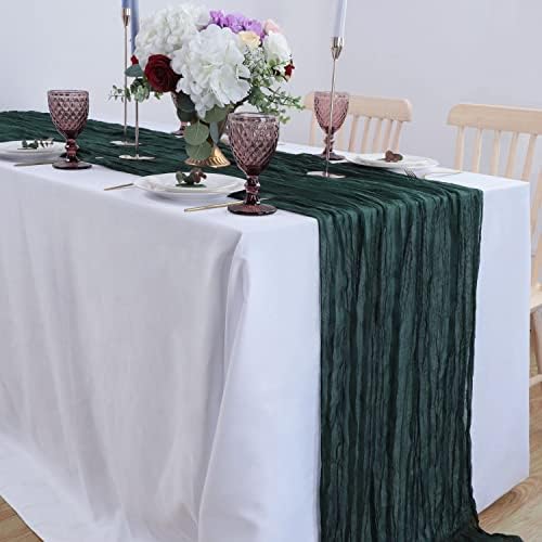 Aviviho 13ft ירוק ירוק כהה שולחן שולחן שולחן רץ 1 אריזה בד גבינה בד גזה 35*160 רץ שולחן כפרי של בוהו כפרי לקישוט