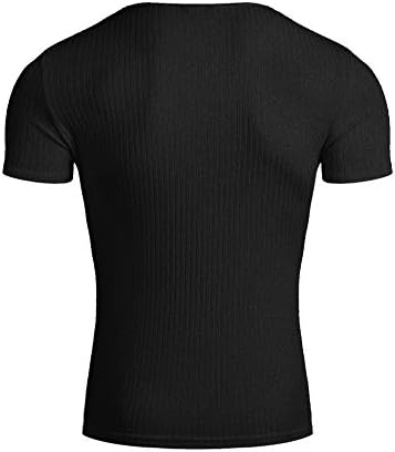 חולצות שרירים של גברים למתוח שרוול קצר חולצות טי אימון פיתוח גוף צוואר