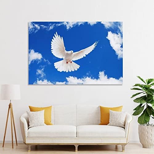 רוח הקודש אמנות קיר ציפורים מעופפת יונים על שמיים כחולים רקע תמונה אסתטית אסתטית קיר אמנות קיר בד ציור קיר פוסטר