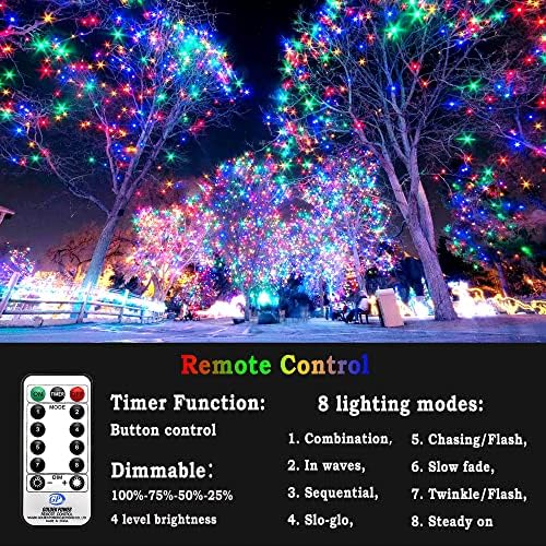 Kno403ft 1000 אורות מחרוזת LED אורות חג מולד חיצוניים 8 מצבים וטיימר פיות תקע אור פייס פנימה אורות מיתר