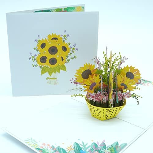 GIA Khanh Sunflower Card Up Card - מושלם ליום האם, ימי נישואין, ימי הולדת ועוד - עיצוב פרחי נייר יפה - כרטיס תלת מימד לכל האירועים