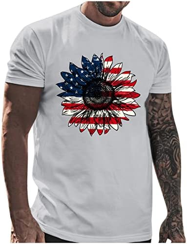 יום העצמאות של ZDFER דגל אמריקאי דגל מודפס חולצת טריקו לשרוול קצר של שרוול קצר