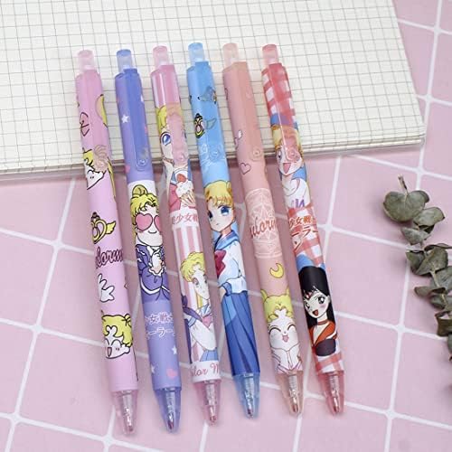 6 יחידות אנימה עטים, יפני בנות ציוד לבית ספר מכתבים סט עבור בנות בני ילדים מבוגרים
