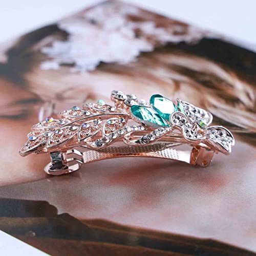 QISOGY CRYSTAL FROIL HAIR BARRETTE CLIP RHINESTONE BEAF BARRETTE RHINESTONE CLIP CLIP CLIP BARRETTE SHING ACVERSION DOORTICATION